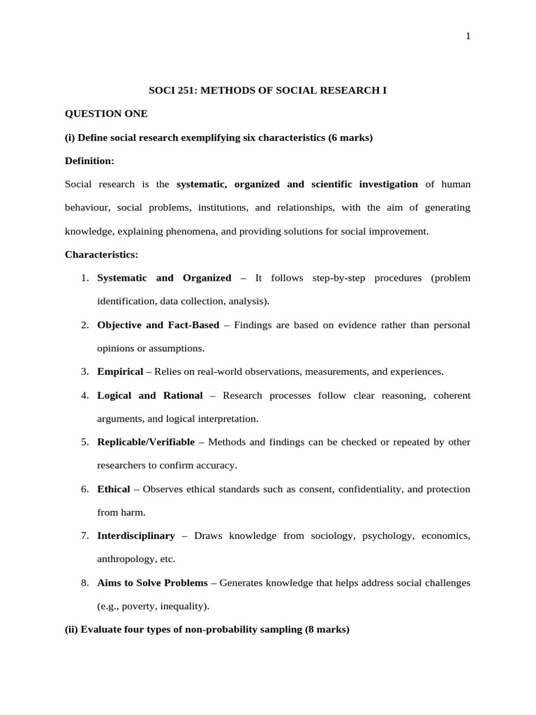 Social Research Methods and Ethics Overview | PDF | Sampling ...