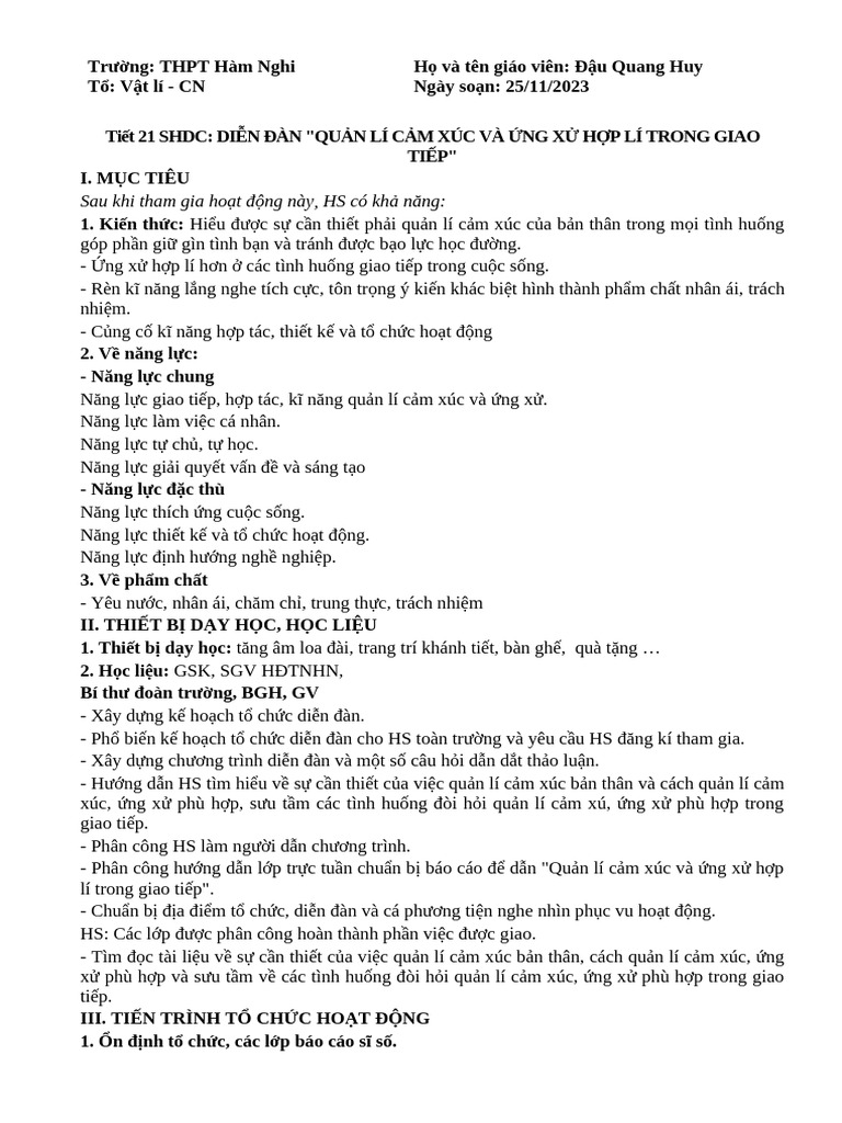 HDTN 11 - Tuần 13 | PDF