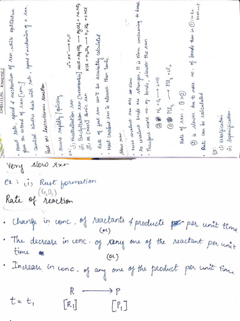 Chemical Kinetics Handwritten Notes | PDF