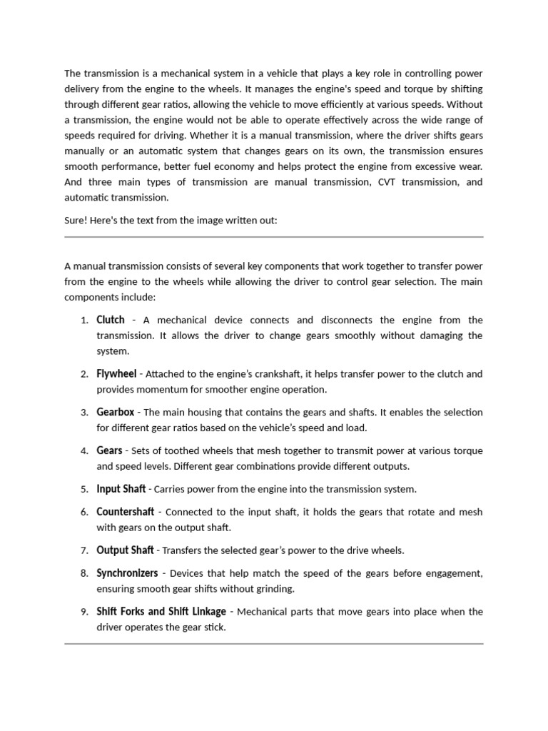 Understanding Vehicle Transmissions | PDF
