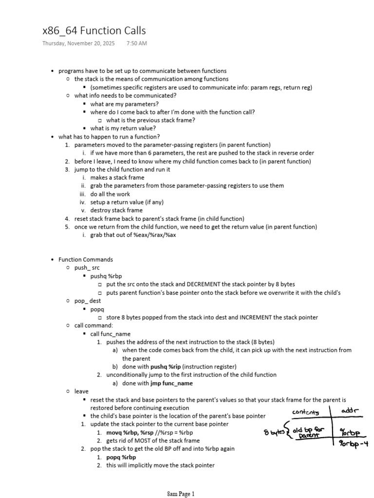 Understanding Function Calls in x86_64 | PDF | Pointer (Computer ...