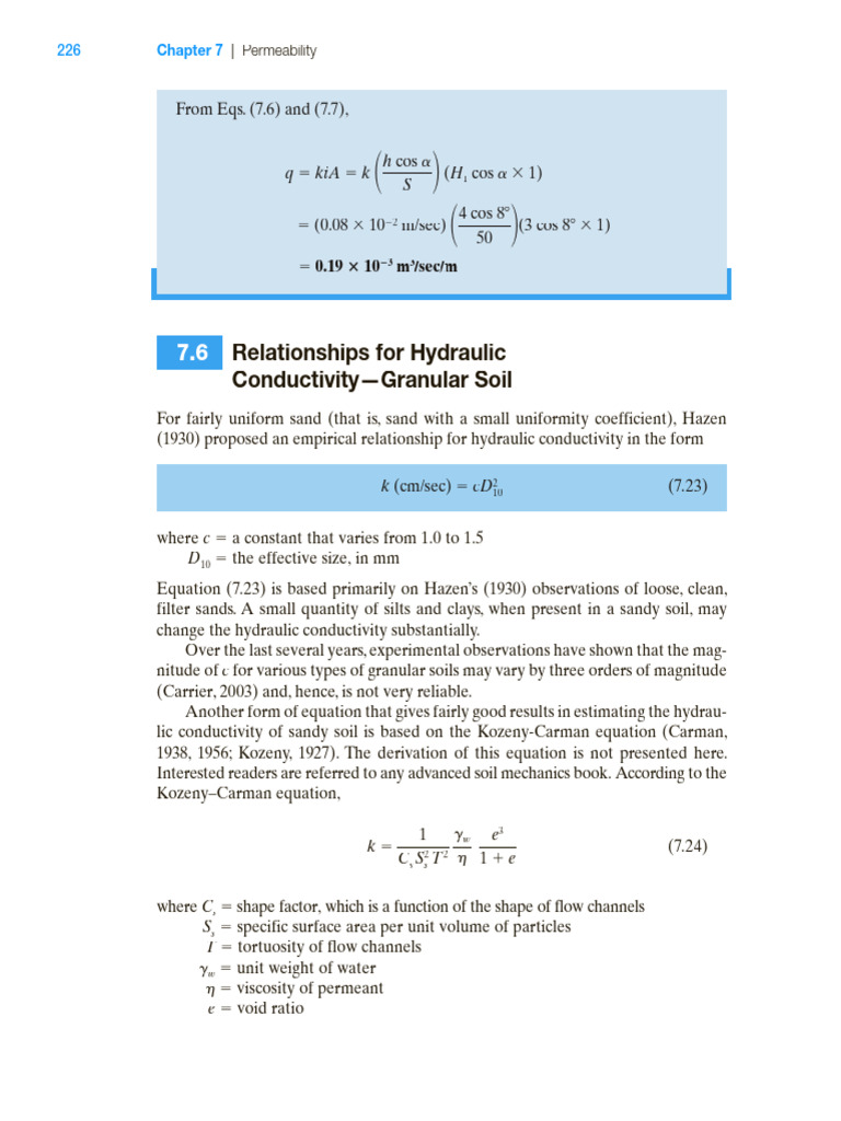 Hydraulic Conductivity in Granular Soils | PDF | Mechanical Engineering ...