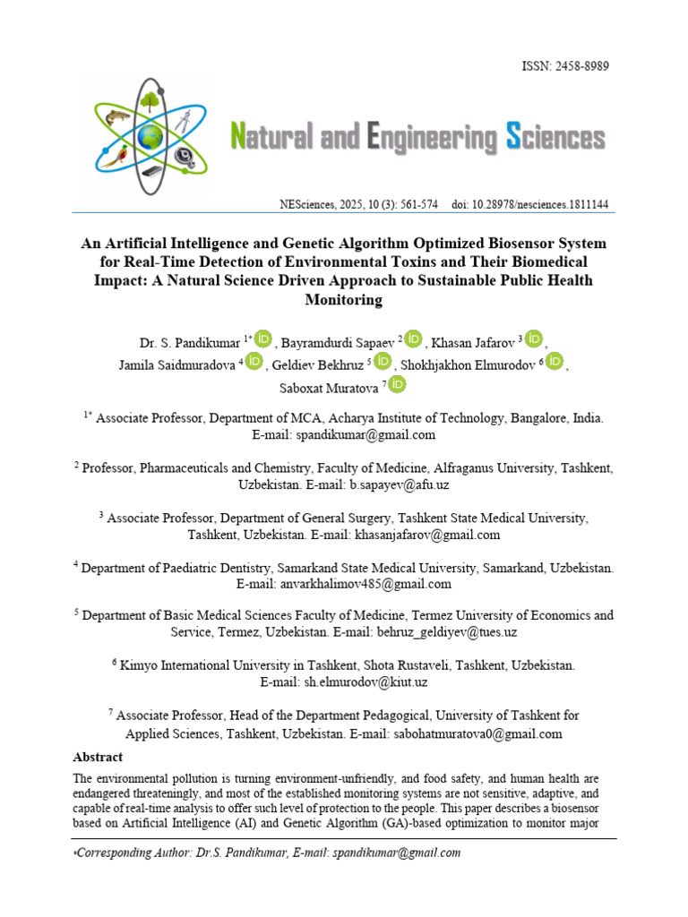 AI-Optimized Biosensor for Toxin Detection | PDF | Biosensor | Surface ...