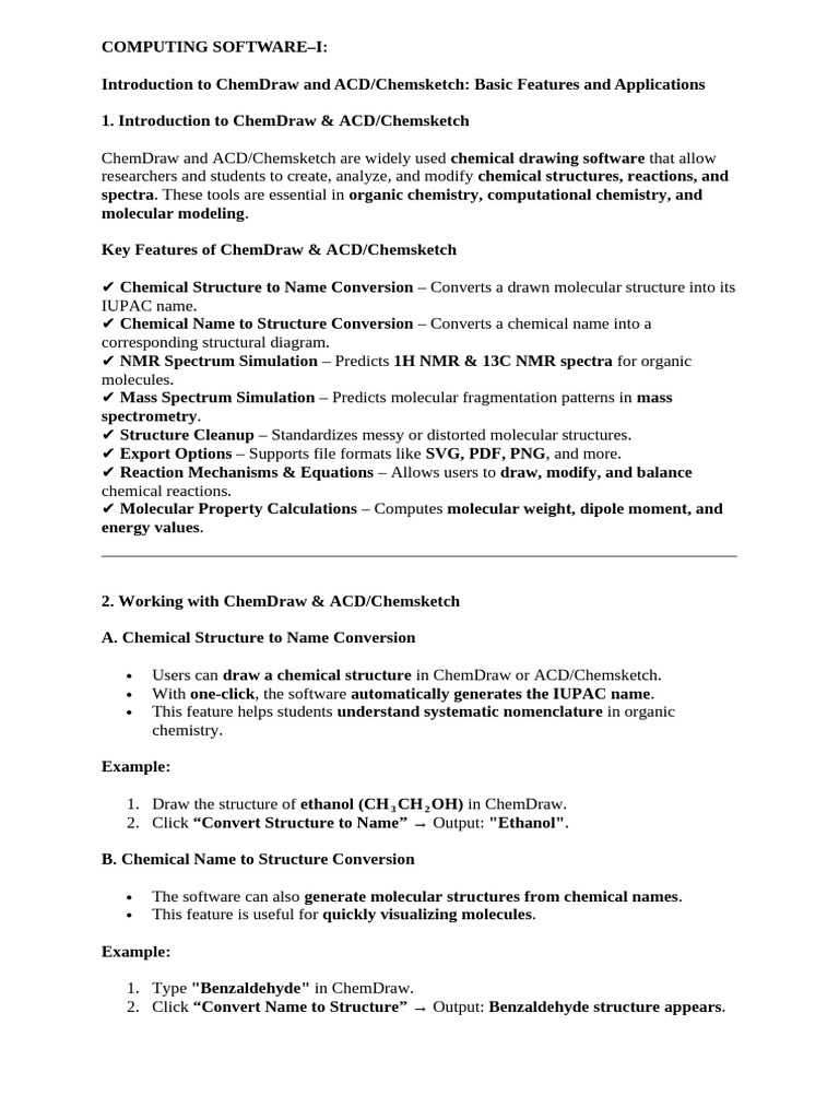 ChemDraw & ACD/Chemsketch Guide | PDF | Chemistry | Computational Chemistry