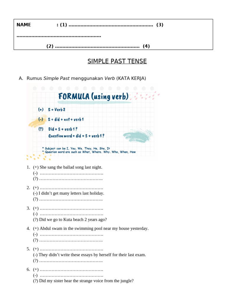 Simple Past Tense Grammar Guide | PDF