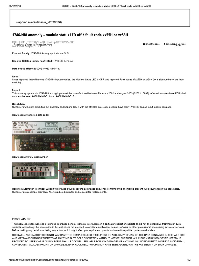 1746-NI8 Module LED Off & Fault Codes | PDF | Implied Warranty | Computing