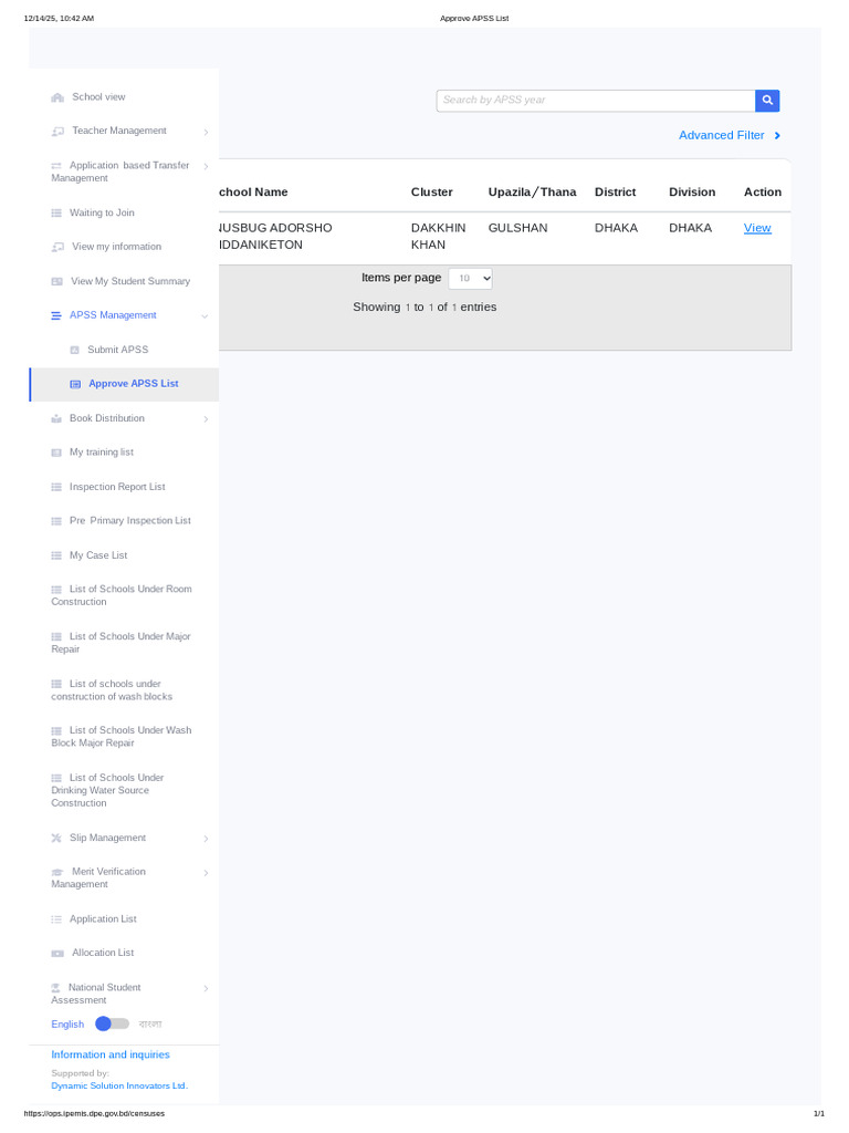 2025 APSS School Census Details | PDF