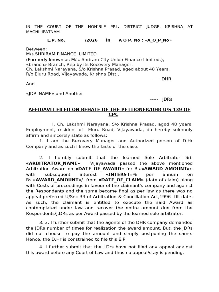Execution Petition for Arbitration Award | PDF | Justice | Crime & Violence