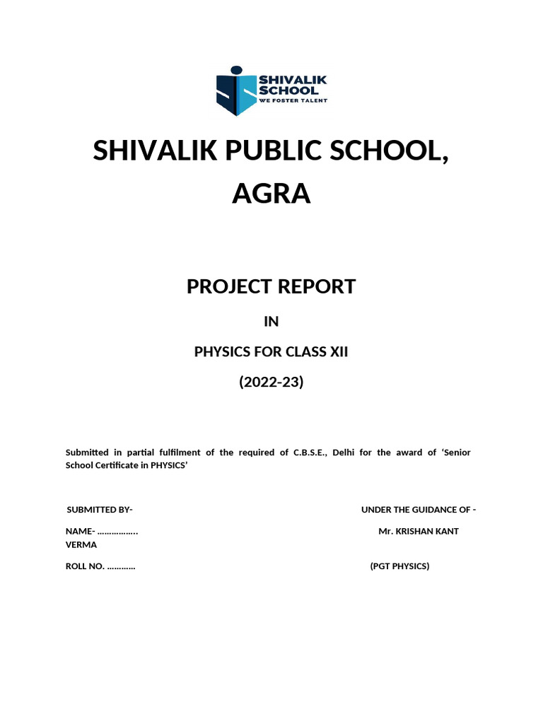 Class XII Physics Project Report 2022-23 | PDF