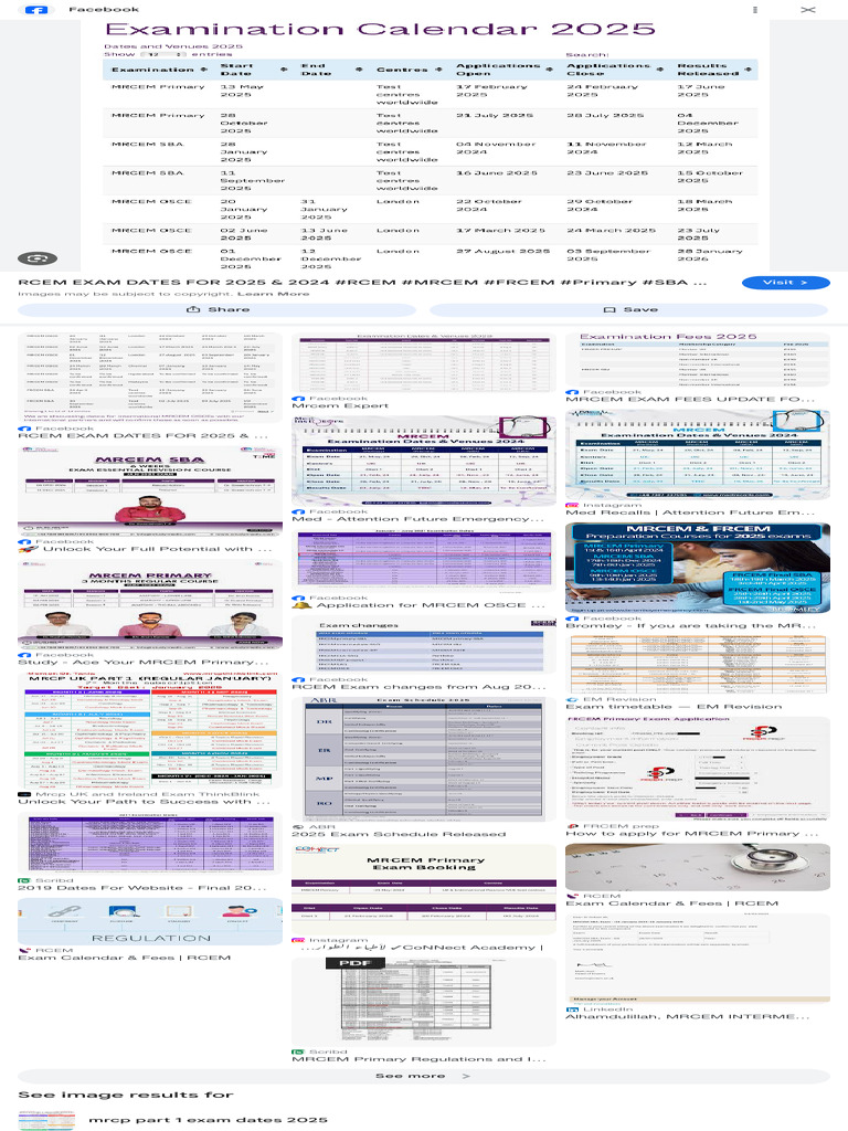 RCEM Exam Dates 2024 & 2025 | PDF