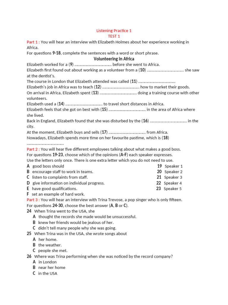 Listening Practice: Interviews and Opinions | PDF