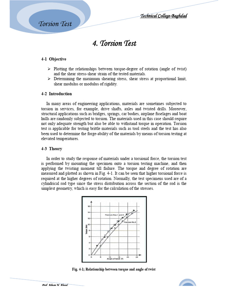 Torsion Test: Shear Stress Analysis | PDF | Fracture | Stress (Mechanics)