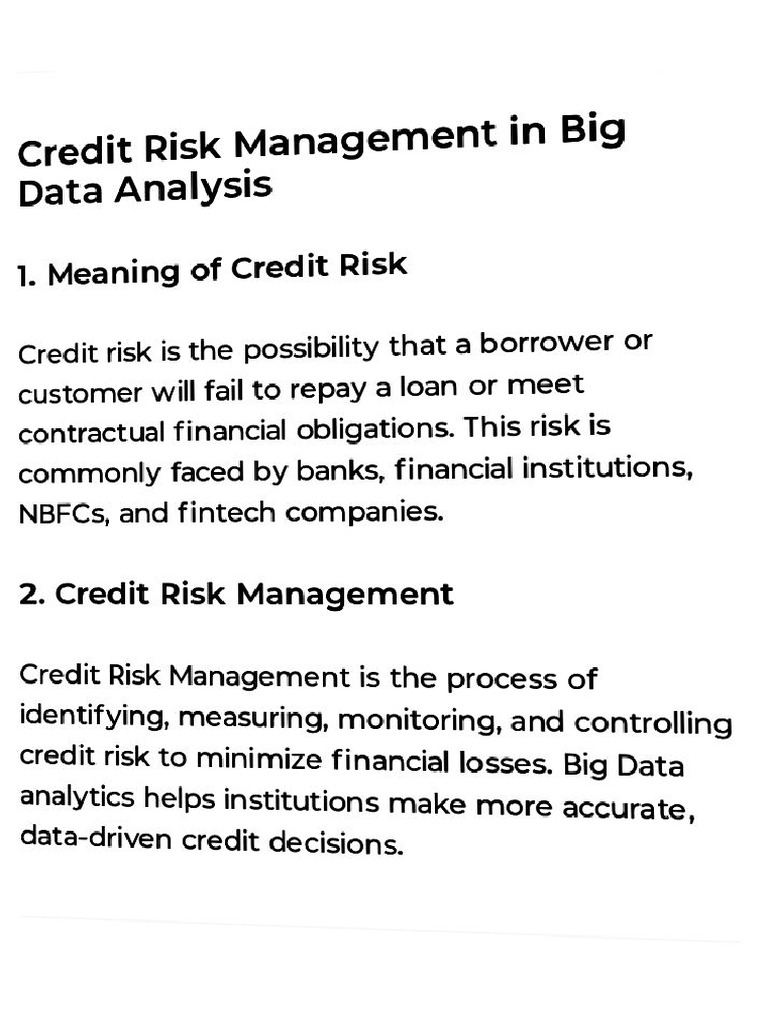 Credit Risk Management and Big Data | PDF