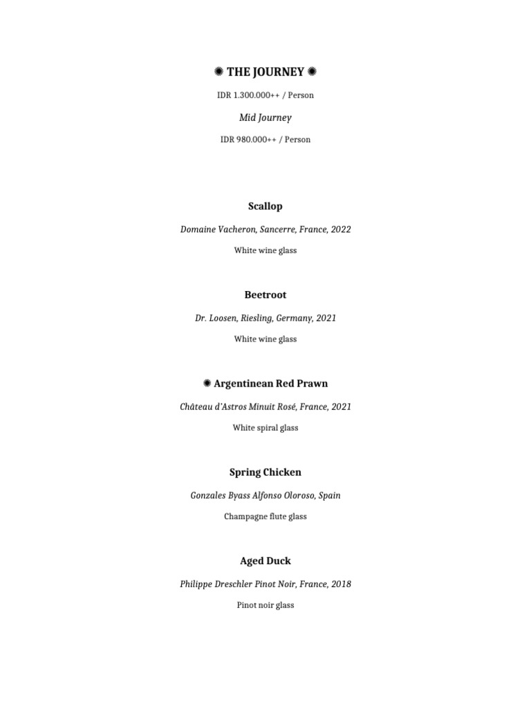 Gourmet Wine Pairing Menu | PDF