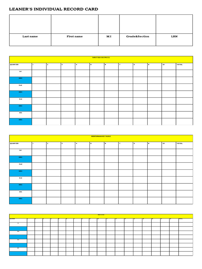Leaners Individual Record Card (1).Docx | PDF