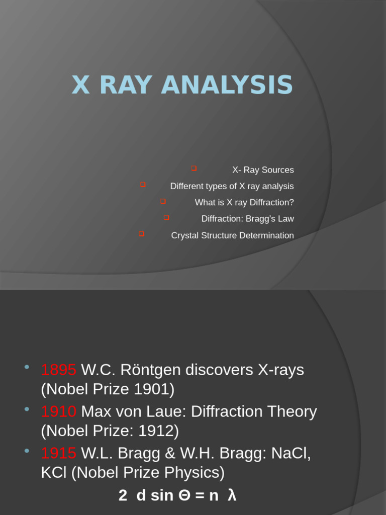 X-Ray Analysis and Diffraction Techniques | PDF | X Ray ...