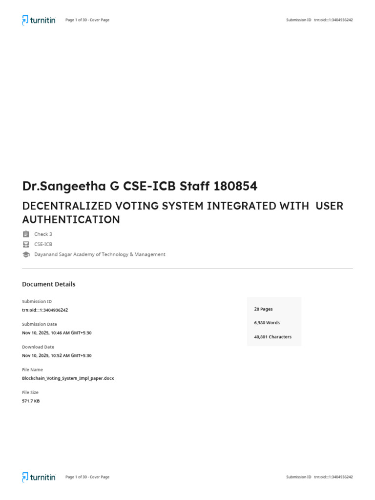Decentralized Voting with User Authentication | PDF | Biometrics ...