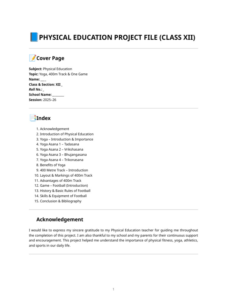 Physical Education Project: Yoga & Sports | PDF | Asana | Yoga