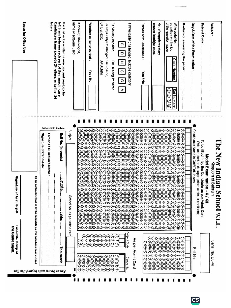 OMR Template For Practice | PDF