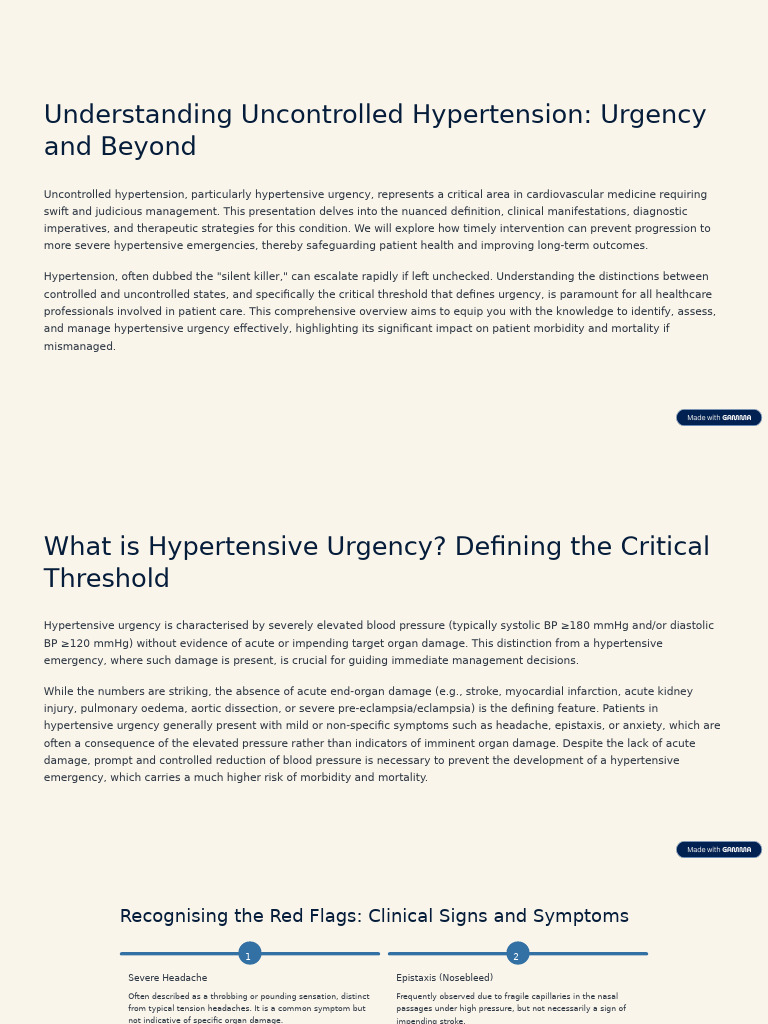 Managing Hypertensive Urgency Effectively | PDF | Hypertension | Blood ...