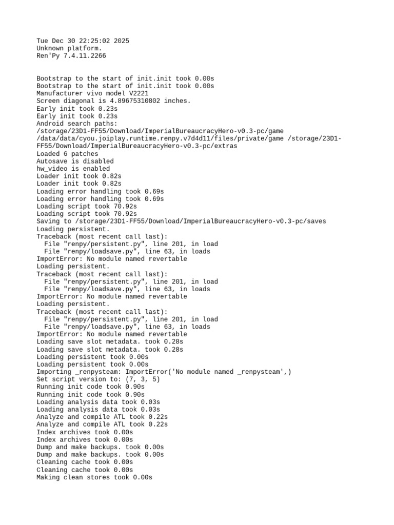 Ren'Py Game Load Errors Analysis | PDF | Booting | Computer Science
