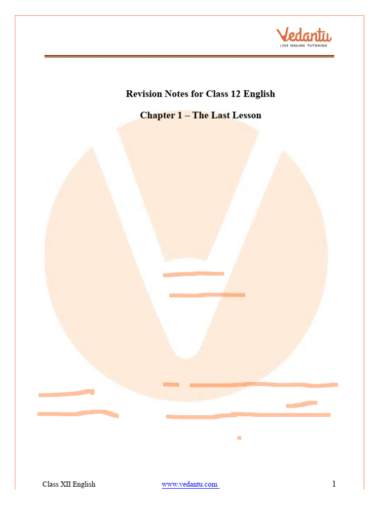 Last Lesson Summary for Class 12 English | PDF