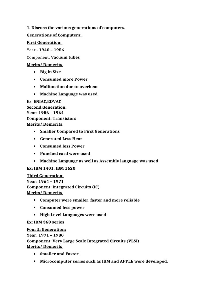 Generations and Components of Computers | PDF | Computer Data Storage ...