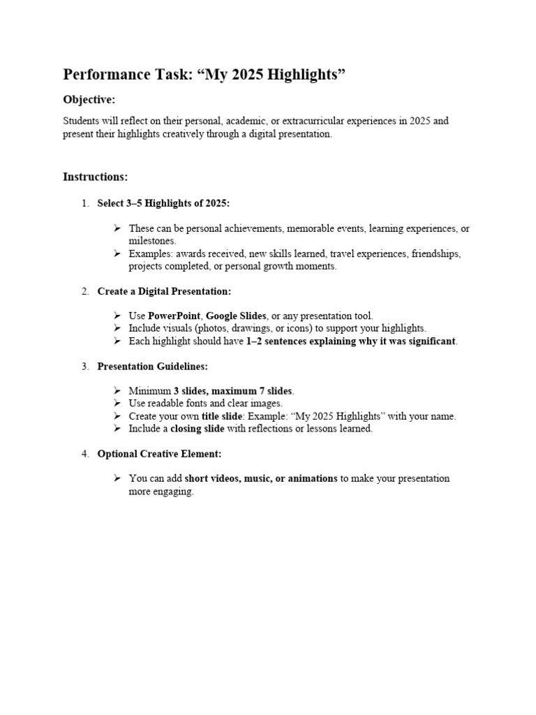 My 2025 Highlights Presentation Guide | PDF