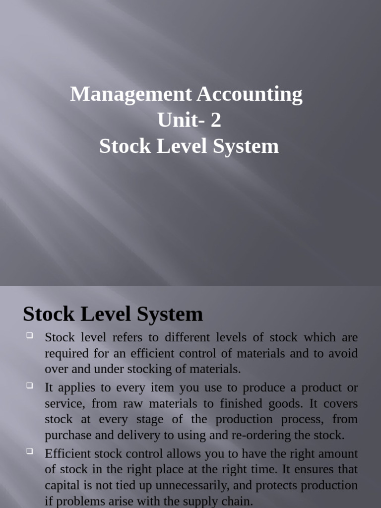 Stock Level System and Inventory Control | PDF | Lean Manufacturing ...