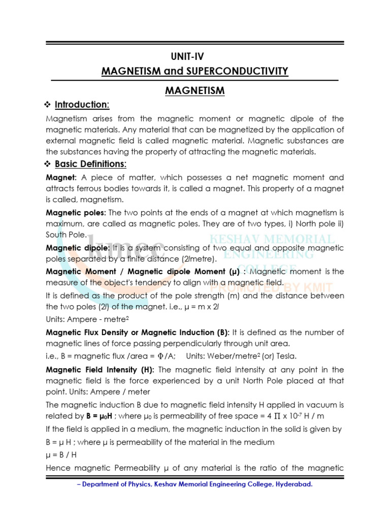 Magnetism and Superconductivity Overview | PDF | Magnetism | Ferromagnetism