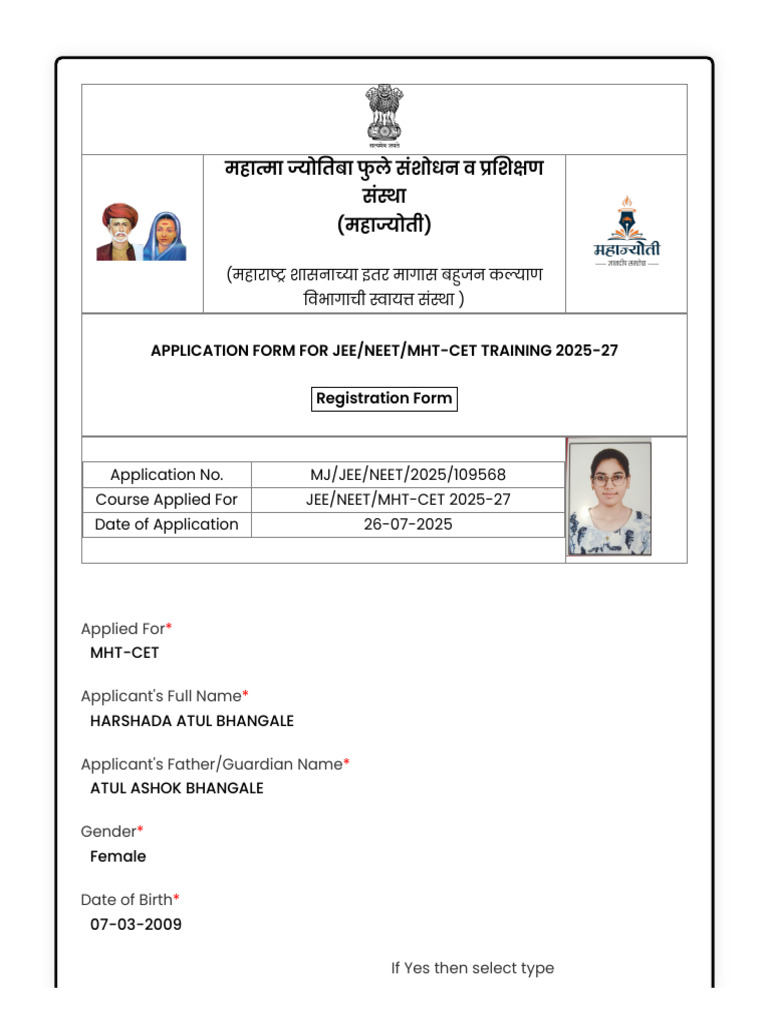 JEE/NEET/MHT-CET Training Application 2025 | PDF | Government And ...