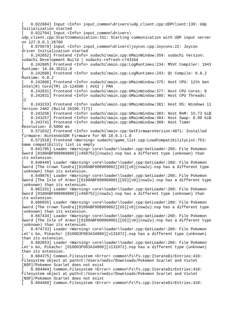 Sudachi Emulator Initialization Log | PDF | Computer Architecture ...