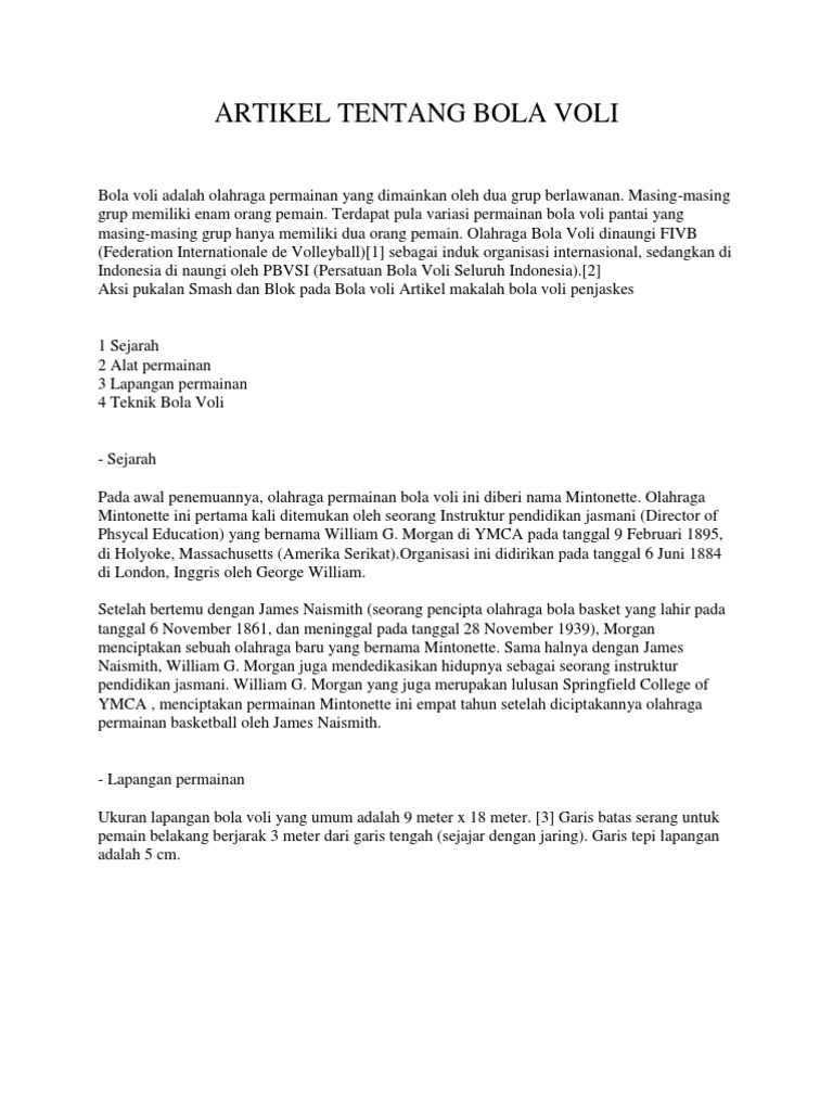 Artikel Tentang Bola Voli