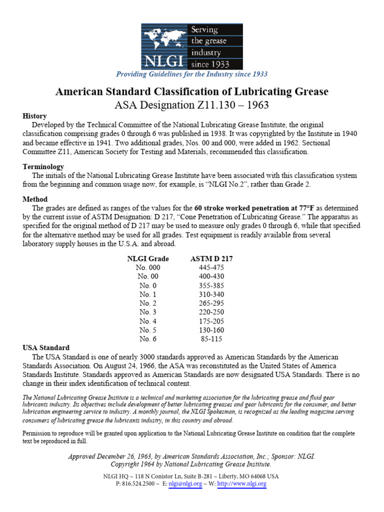 NLGI Lubricating Grease Classification Guide | PDF | Bearing ...