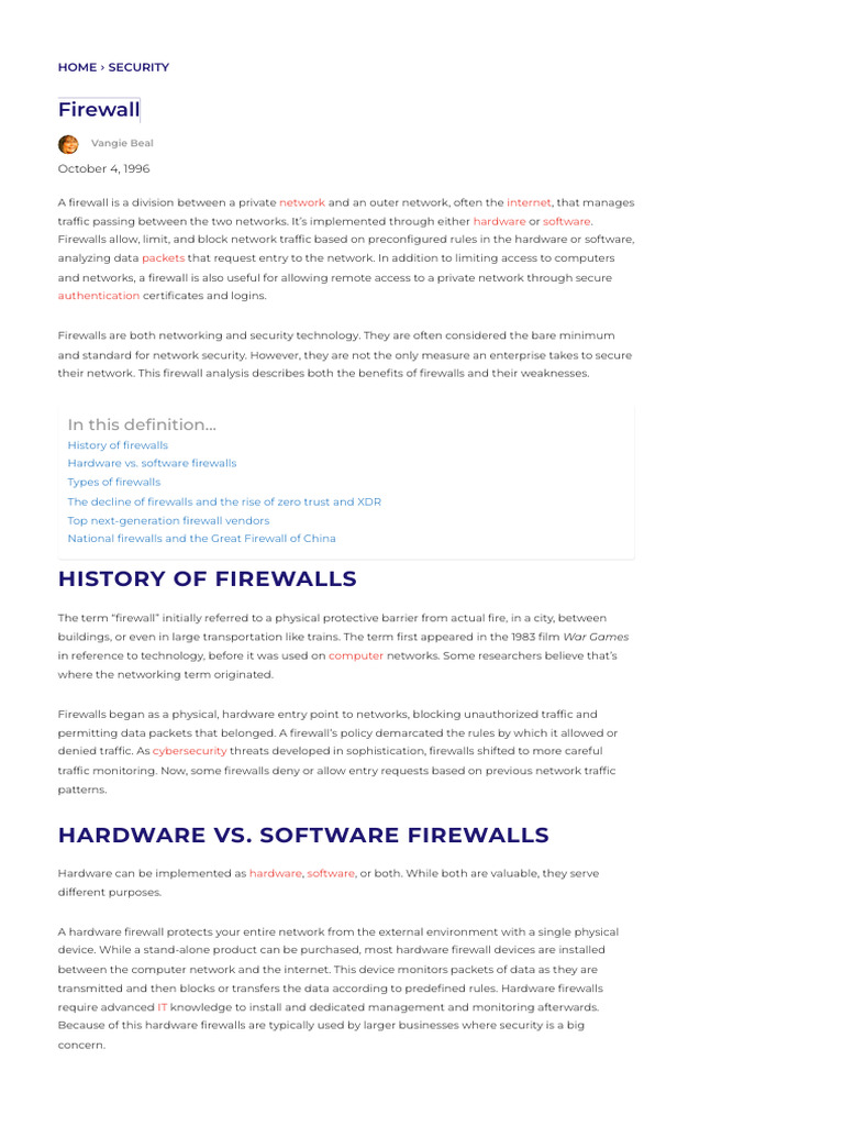 Understanding Firewalls: Types & Functions | PDF | Firewall (Computing ...