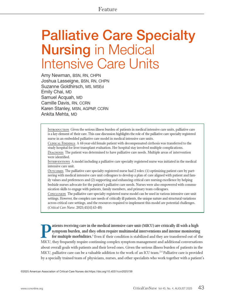 Palliative Care in Medical ICUs: A Nurse's Role | PDF | Palliative Care ...