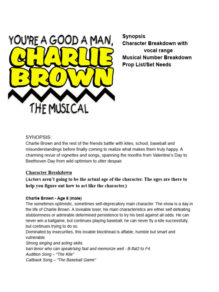 Charlie Brown Musical Character Guide | PDF | Gag A Day Comics ...