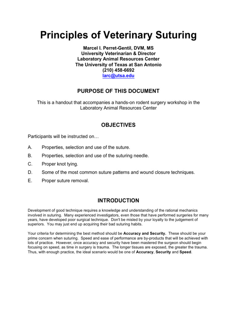 Veterinary Suturing Techniques Guide | PDF | Surgical Suture | Wound