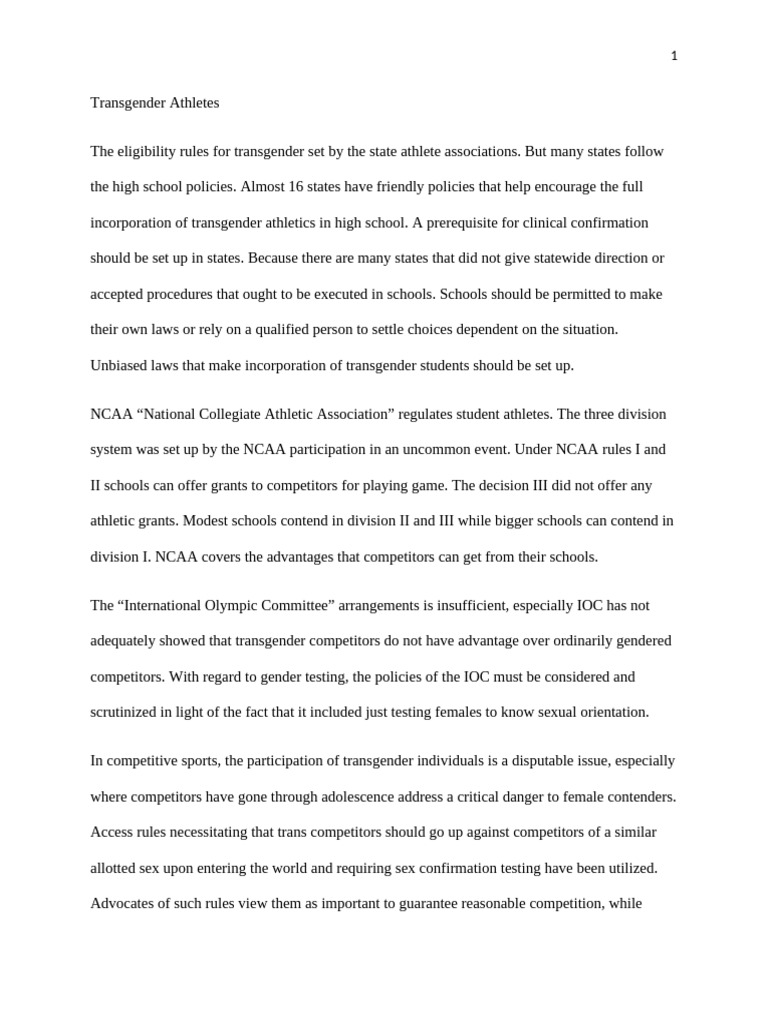 Transgender Athletes | PDF | Transgender | LGBTQIA+ Studies