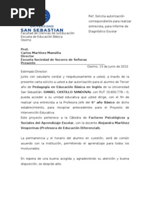 Carta Solicitud Al Director De La Escuela Sociedad De Socorro Pdf Educacion Primaria Maestros