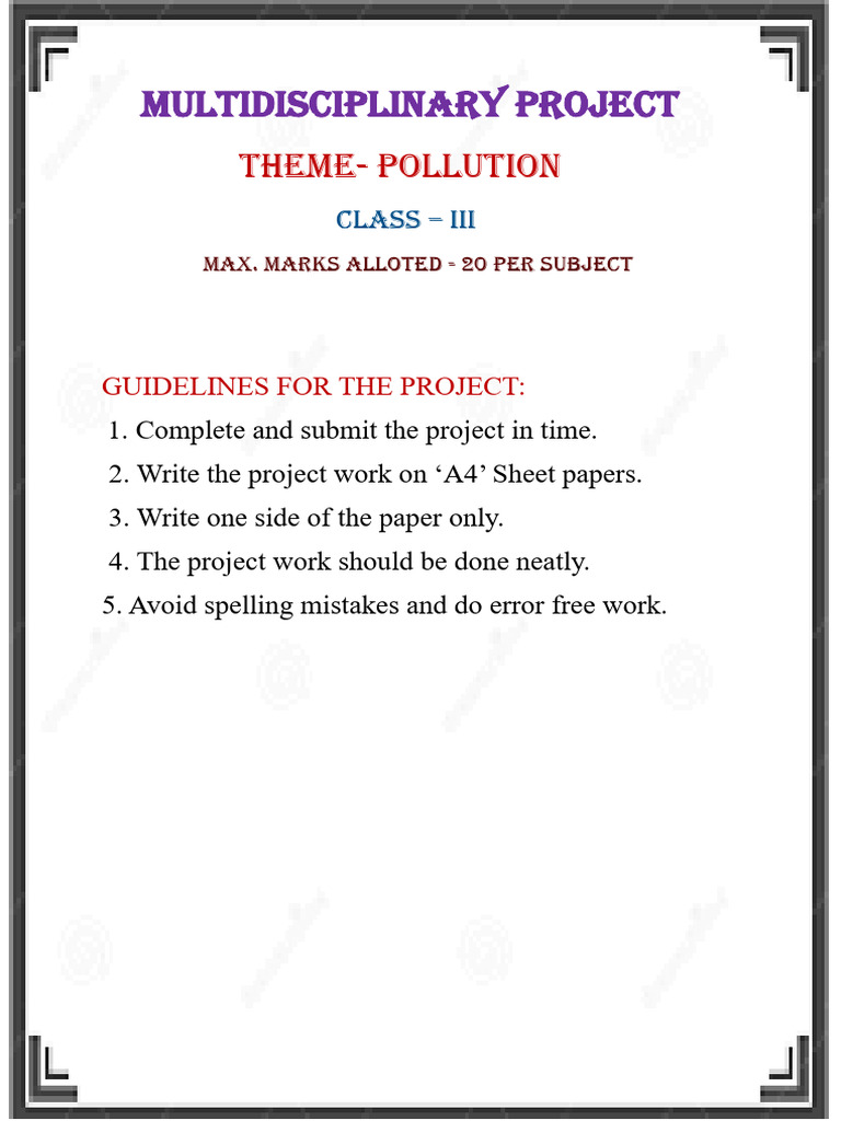 Pollution Project Guidelines for Class III | PDF