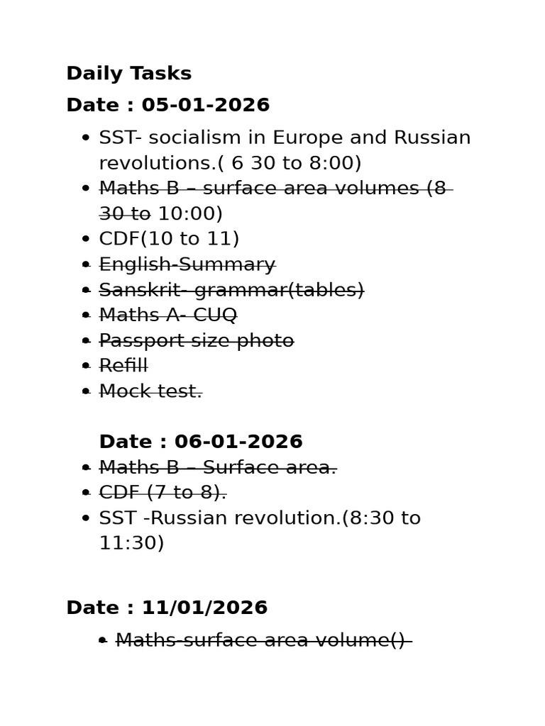Daily Tasks | PDF