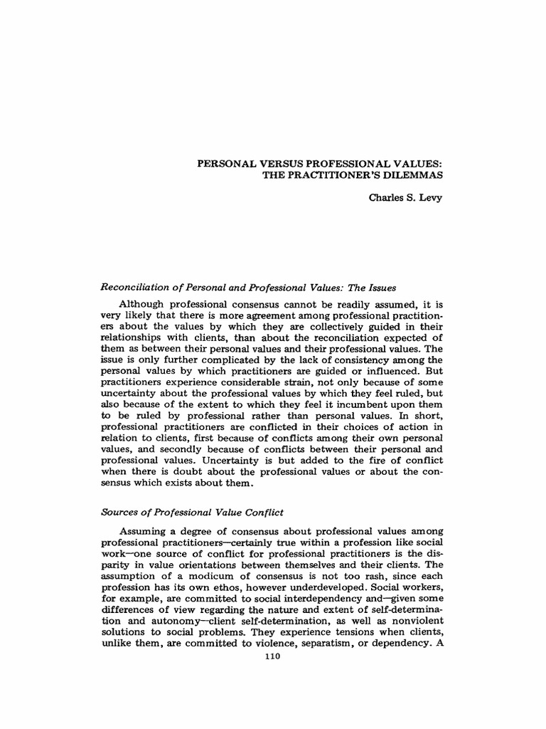 Balancing Personal and Professional Values | PDF | Value (Ethics)