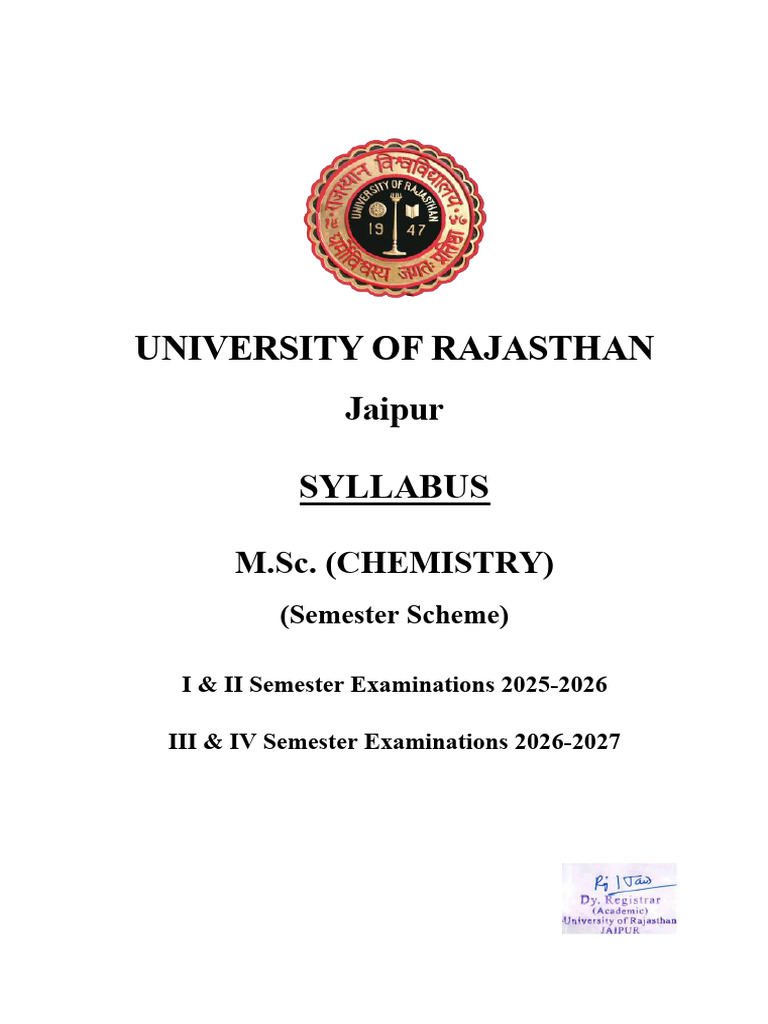 MSC Chemistry Revised Syllabus 2025 ItoIV Sem 2025 (3) | PDF | Chemical ...