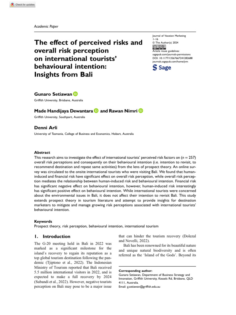 Setiawan Et Al 2024 the Effect of Perceived Risks and Overall Risk ...