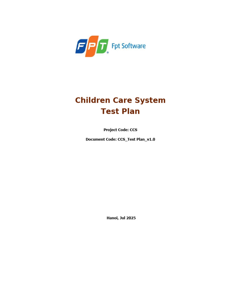 Children Care System Test Plan | PDF