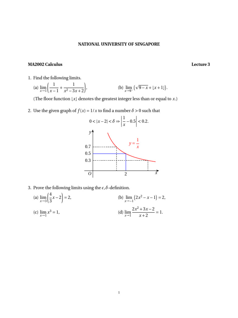 Calculus Limits and Proofs Exercises | PDF