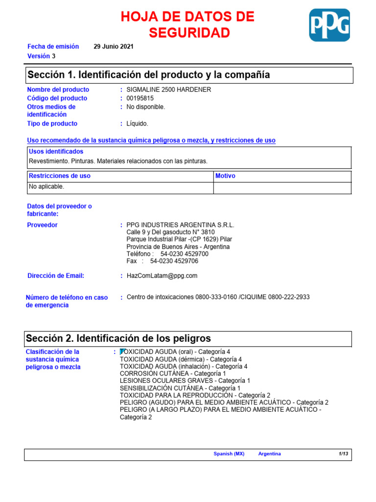 087 Sigmaline 2500 base | PDF | Toxicología | Alergia