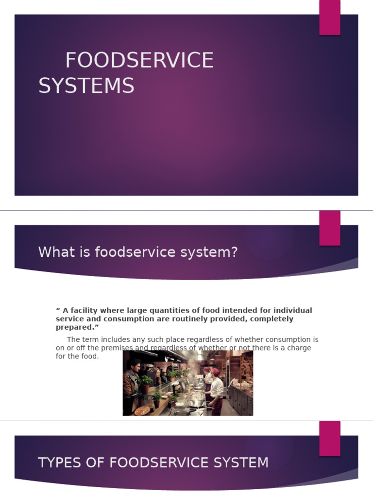 Types of Foodservice Systems Explained | PDF | Foodservice | Refrigerator