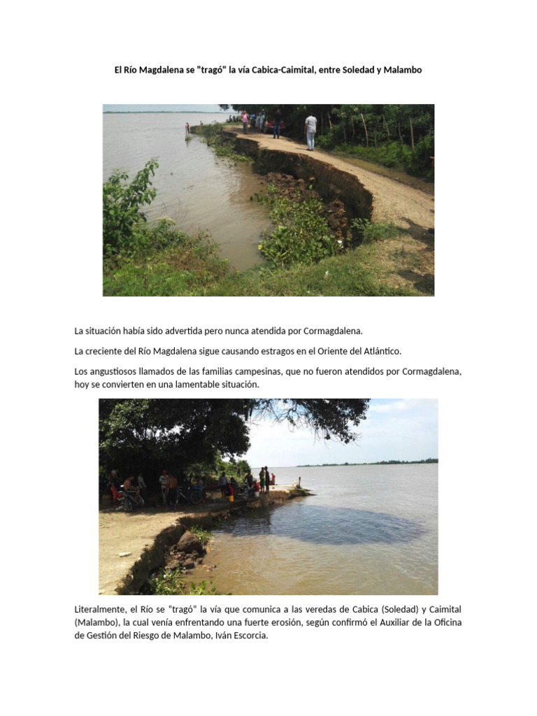El Río Magdalena Se Trago Caimital | PDF